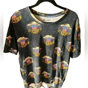 Lularoe XL blue &black Patrick T. Thicker French loop‎ terry.. heavy T.  NWT.